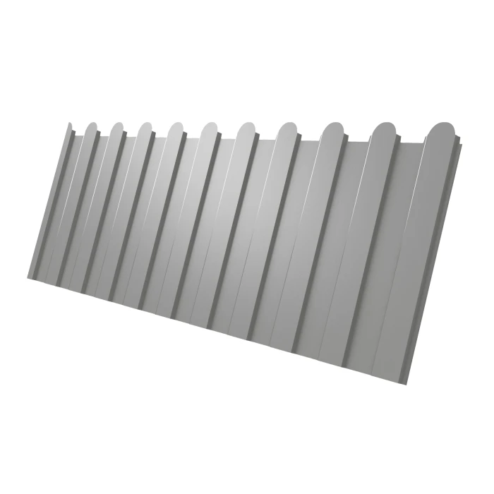 Профнастил фигурный C8 0.45 Полиэстер с пленкой RAL 9006 Бело-алюминиевый